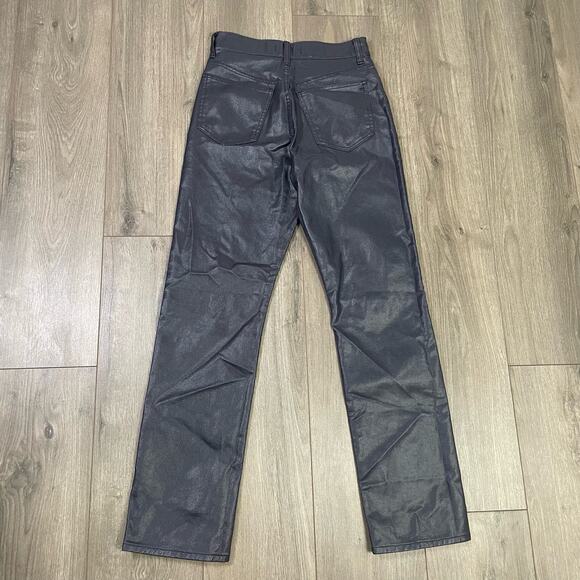 Madewell Coated 90s Straight Midnight Blue Foil Trendy Jeans US Women's 25 New - Picture 3 of 5